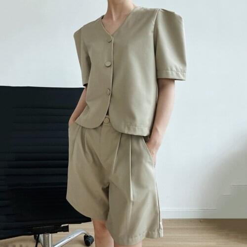 2021 Fashion New Blazer and Shorts Set Two Piece Women Thin Singble Breasted Casual Blazer Suit Female High Quality Streetwear