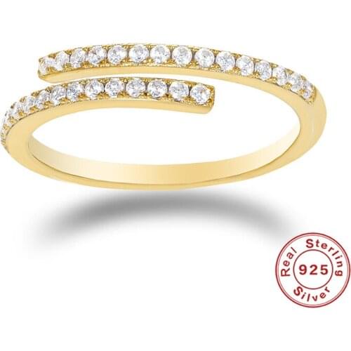 925 Sterling Silver Open Rings For Women Row Round Zircon Overlapping Finger Ring Anillos Mujer Luxury S925 Jewelry Pendientes