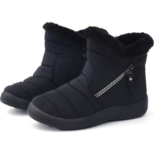 Snow Boots Plush Warm Ankle Boots For Women Family Winter Boots Waterproof Women Boots Female Winter Shoes Zip Booties 28-43