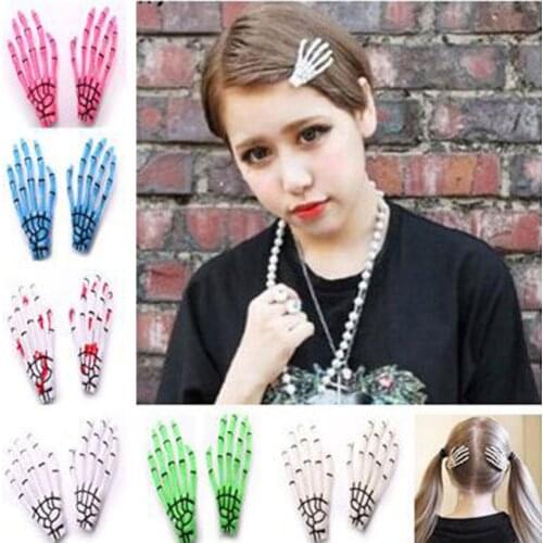 2pcs(one pair)Free Shipping Fashion skeleton claws skull hand hair clip hairpin Zombie Punk Horror hairwear hairpin bobby pin