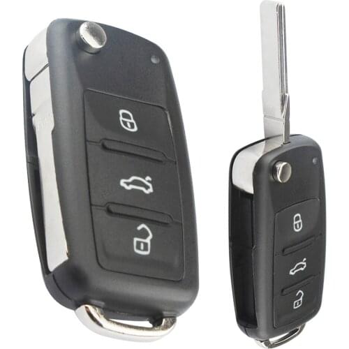 3Button Smart Uncut Flip Folding Remote Replacement Key Case No Chip with Indicator Lamp and Blade Fit for Volkswagen B5/Passat