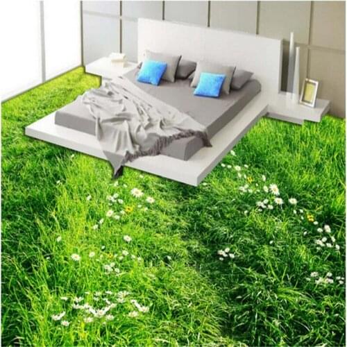 Beibehang custom backgrounds The latest green grass wildflowers 3D three-dimensional paste living room bedroom wear waterproo
