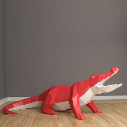 3D Simulation Crocodile Handmade Origami Animal Paper Model DIY Creative Craft Puzzles Educational Kids Toy Desk Decoration