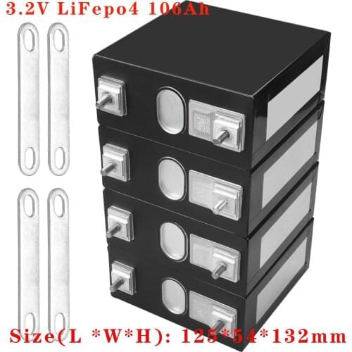 4pcs 106Ah Lifepo4 battery Grade A DIY 12V 24V Rechargeable Battery Pack for solar storage system