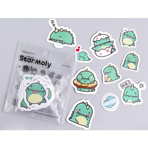 40PCS/Set Cute Little Dinosaur Green Stickers DIY Scrapbook Laptop Phone Guitar Decal Suitcase Stationery Sticker