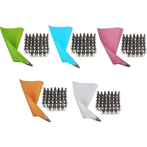 50Pcs/Set DIY Cake Decorating Tools Reusable Piping Nozzles Set Pastry Bag Piping Cream Tips Converter Baking Cake Tool Set