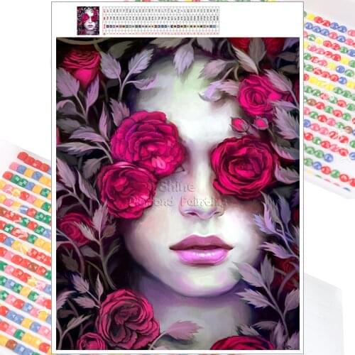 5D DIY Diamond Painting Mosaic Kit Rose Woman Character Flower Embroidery Full Square Round Christmas Gift Home Decor