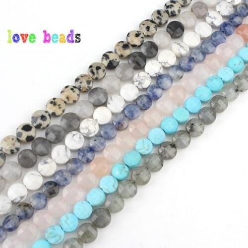 6x6mm Natural Faceted Stone Beads Turquoises Jaspers Crystal Coin Beads for Jewellery Making Diy Bracelet Necklace 15"