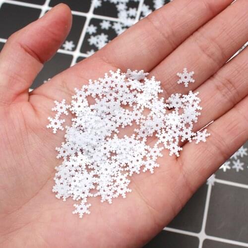 8mm PET White Snowflake Nail Art Sequins Paillette Christmas Party Decoration DIY Handmade Sewing Accessories