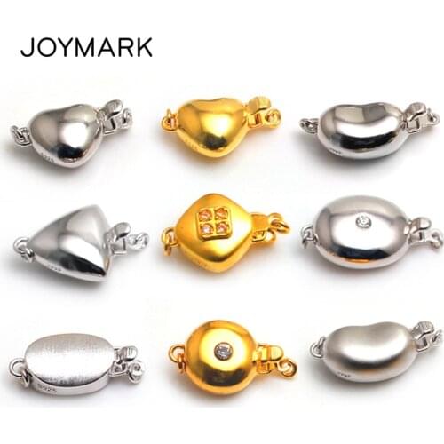 925 Sterling Silver Findings Jewelry Box Clasps Real Silver Closures Insert Buckle For DIY Necklaces Bracelets SC-BC259