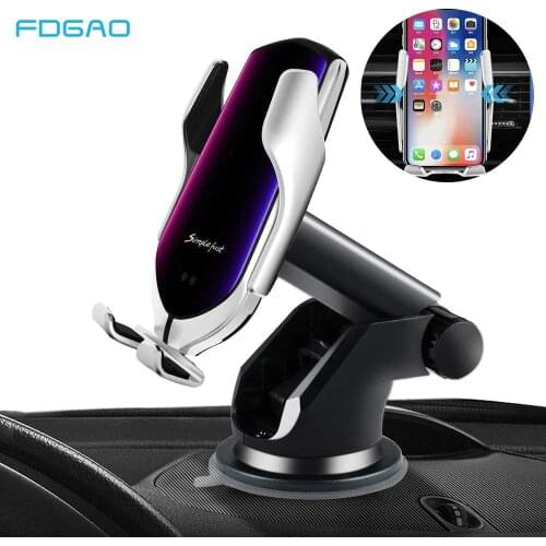 Wireless Car Charger 10W Qi Fast Charging Automatic Clamping Mount Air Vent Phone Holder for iPhone 11 XS XR X 8 Samsung S20 S10