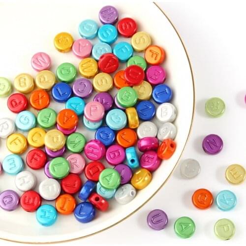Mix Color Dream Letter Acrylic Beads Round Flat Alphabet Loose Spacer Beads For Needlework Jewelry Making Diy Bracelet Necklace