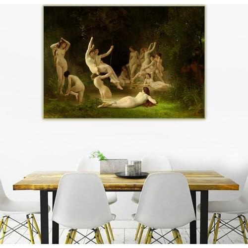 Citon William Adolphe Bouguereau《The Nymphaeum(Nude beauty)》Canvas Oil Painting Picture Wall Background Decor Home Decoration