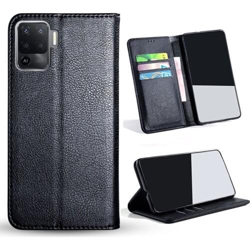 Business Case For Oppo F19 Pro 4G coque Simple PU Leather No Magnet Retro Flip Cover For Oppo F19 Pro Case funda