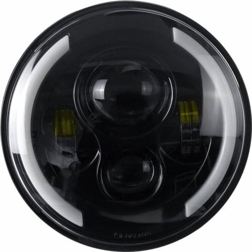 7'' 40W 6000K DRL Amber Halo Angle Eyes Projector LED Round Headlights Hi/Lo Beam Turn signal Light For Harley/Yamaha/Jeep