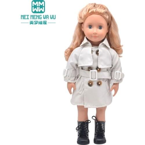 Clothes for doll fit 45 cm American doll accessories fashion Double breasted trench coat Girls gift