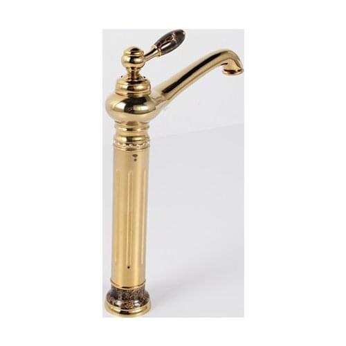 EMS(DHL) Free shipping Ti-PVD Finish Brass Bathroom tall vessel sink stone crystal Faucet mixer tap