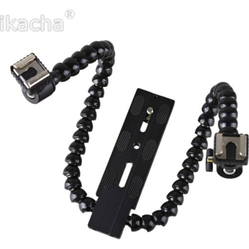 Flexible Dual Arm Camera Flash Bracket Holder Two Hot Shoe Mounts with Ball Head for Speedlite DSLR Macro Shooting