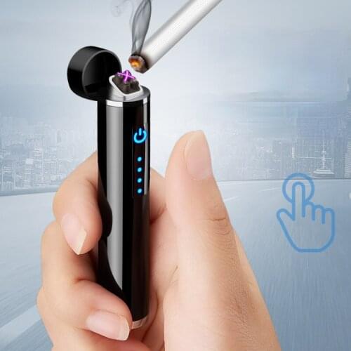 Mini Arc LighterTouch Induction USB Charging Cigarette Lighter Personality Cylindrical Arc Windproof Lighter Gadgets for Men