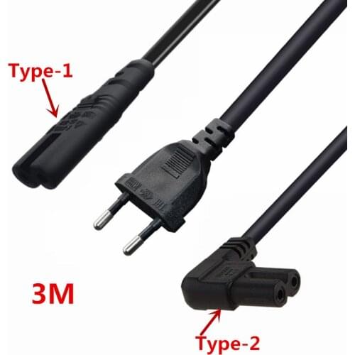 EU To IEC 320C C7 AC power cord Schuko CEE7/16 to C7 Firgure 8 Power lead cable for samsung Philips Sony LED TV