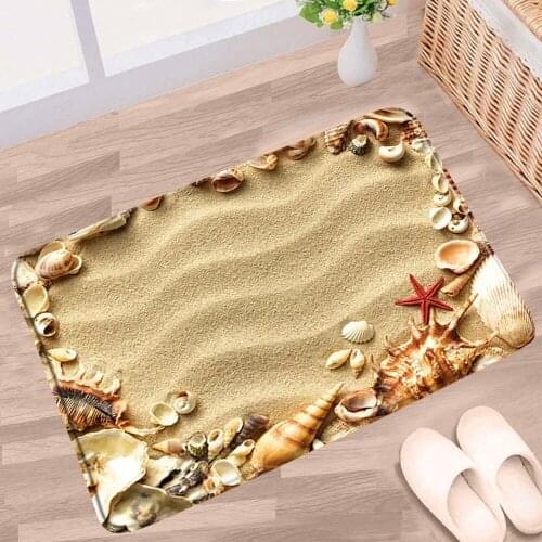Stone Desert Doormat Beach Bathroom Mat Shell Starfish Pebble Pattern Floor Decor Bath Toilet Kitchen Entrance Aisle Carpet Pad