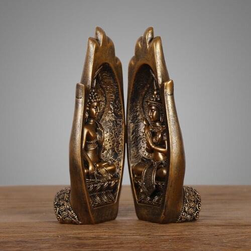 CHINESE CLASSICAL RETRO FINGER CITRON ART SCULPTURE SOUTHEAST ASIA BUDDHA STATUE RESIN CRAFT CREATIVE ZEN HOME DECORATIONS R4826