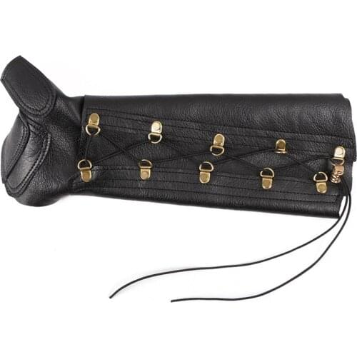 Left Hand PU Leather Archery Arm and Hand Guard Forearm Protector Safety Protection Traditional Bow Outdoor Hunting Shooting