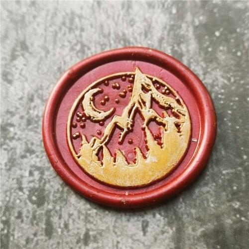 1pcs 30mm Round Mountain Forest Moon Star Metal Stamp / Wedding Wax Seal Stamp / Sealing Wax Stamp
