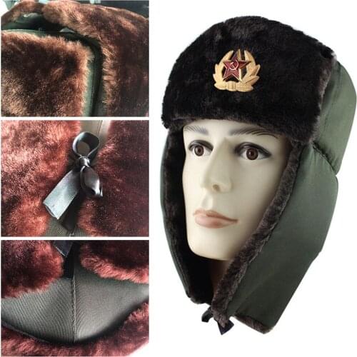 Mens Winter Outdoor Military Cold Protection Warm Hat Earmuffs Thickening Plus Velvet Hats For Cycling Play Snow