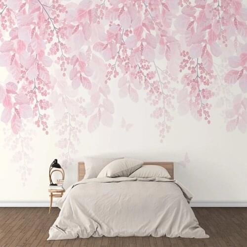 Custom 3D Wallpaper Murals Romantic Pink Cherry Blossom Flower Vine Large Mural Wallpaper For Bedroom Walls Home Decor Modern