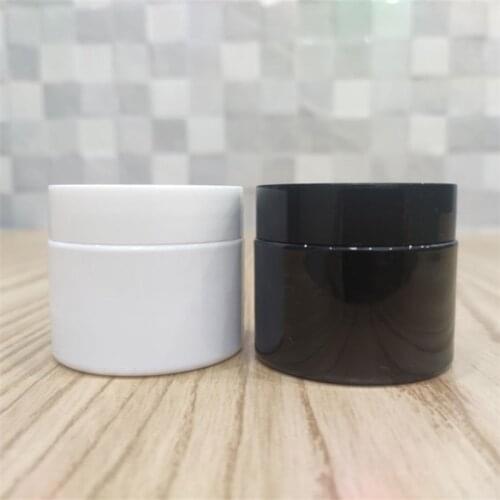 Wholesale 50ml Empty Cream Jar Facial Mask Box Tins Avoid Light Black White Bottles Cosmetic Package Bottles Algae Mud Container