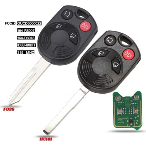 Jingyuqin Remote Key Case Fob 4 Button for for Ford Escape Focus Lincoln Mazda Mercury OUCD6000022 315Mhz Transmitter ID63 80bit