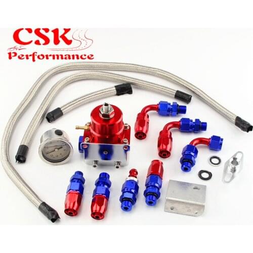 Adjustable Fuel Pressure Regulator + Gauge Kit universal adjustable fuel pressure regulator kit