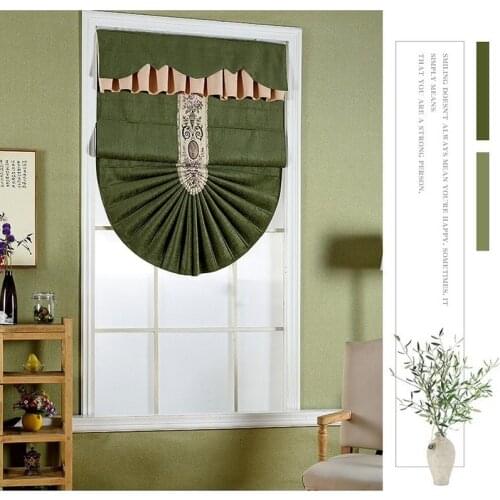Luxury European-style Blinds for Living Room Balcony Dining Room Kitchen Fan-shaped Roman Curtain Gauze Curtain Custom