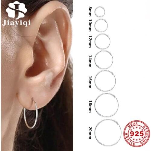 Simple Style Hoop Earrings Smooth 925 Sterling Silver Circle Earrings Women Girl Wedding Party Gift Trendy Female Fine Jewelry