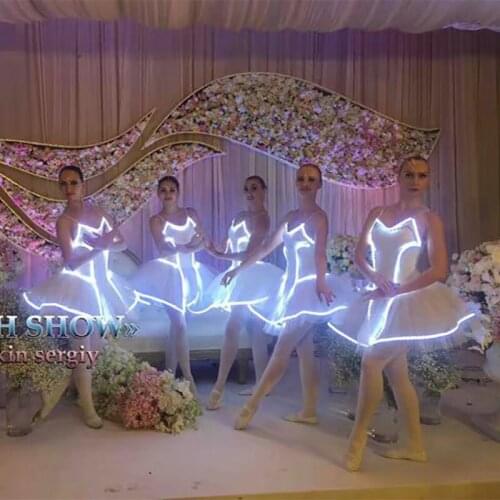 Luminescence light up Led Fluorescence Dancing dress Stage Go professional ballet tutu skirt ballet clothes for children