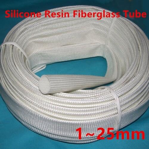 5M 200Deg High Temperature Braided Soft Chemical Fiber Tubing Insulation Cable Sleeving Fiberglass Tube 1-25mm Diameter