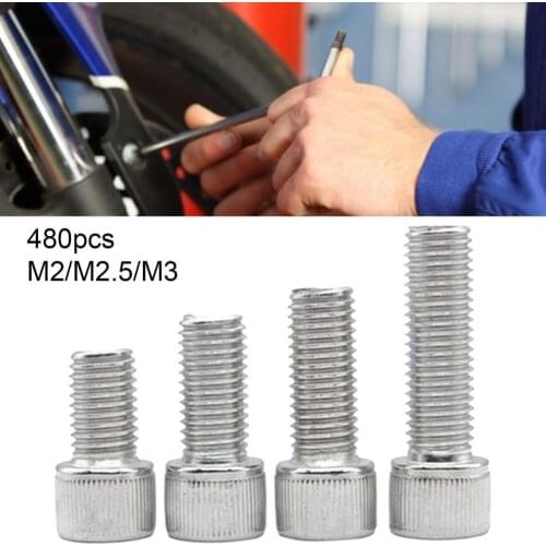 480Pcs M2/M2.5/M3 Stainless Steel Hex Socket Cap Head Screws Bolts Nuts Kit Fasteners for Electrical Appliances Hardware Hot