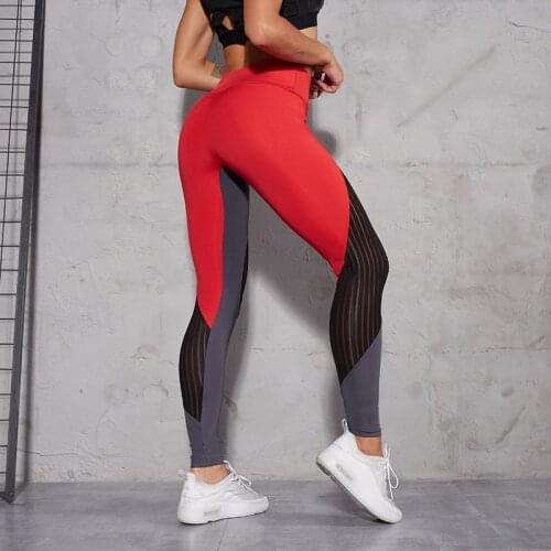 NORMOV Casual Women Leggings Fitness High Waist Push Up Mesh Patchwork Ankle Length Polyester Jeggings Workout Skinny Leggings