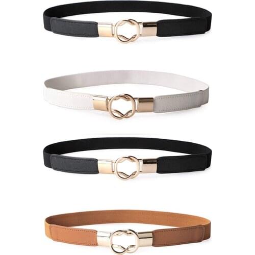 2 Pack Women Retro Elastic Stretchy Metal Buckle Skinny Waist Cinch Belt 1Inch Wide