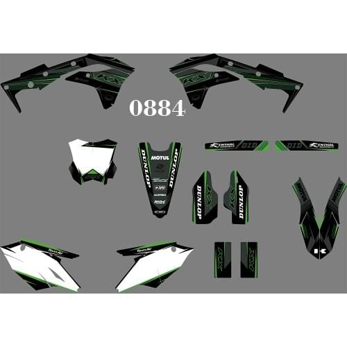 0884 Motorcycle Team Graphic & Backgrounds Decal Sticker Kits for Kawasaki KXF250 2017 2018 2019 2020