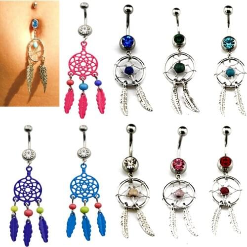 1pcs 316l stainless steel Dream Catcher Navel Belly Button Rings Piercing Body Jewelry