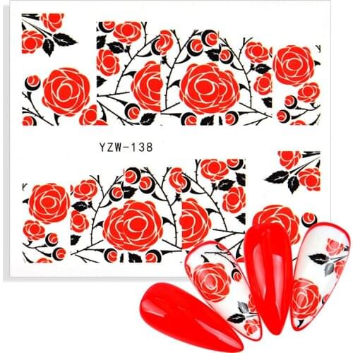 1pcs Stickers For Nails Rose Flowers Designs Sliders Nail Art Decorations Manicure Water Decals Polish Transfer Foils Tip