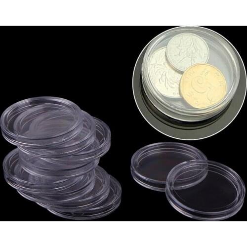 10PCS/lot Plastic Clear Coin Capsules Box Transparent Small Round Coin Holder Box For Coin Collection Dia 32mm