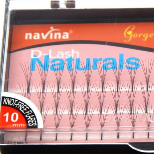 100pcs/lot NAVINA 6 Flairs 60 Natural Long Black Individual False Eyelashes Eye Lash Extension Kit Soft 12mm 10mm 8mm Selection