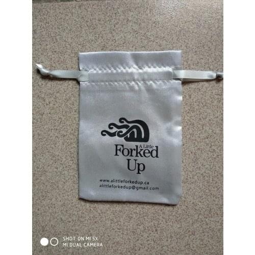 1000pcs custom size 9.5*14cm satin drawstring bags custom gift pouch with 1 color printing jewelry bag free shipping by DHL