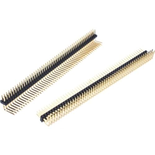 20Pcs Gold Plated Pitch 1.27mm 2x50 Pin 100 Pin Double Row Right Angle Male Pin Header Strip Connector