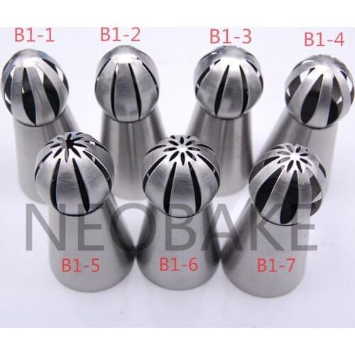 7PCS/ SET Nozzle Sphere Ball Shape Cream Stainless Steel Icing Piping Nozzles Pastry Tips Cupcake Buttercream Bakeware Bake Tool