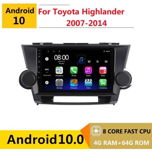 2 din 8 core android 10 car radio auto stereo for Toyota Highlander 2 XU40 2007 2010-2014 navigation GPS DVD Multimedia Player