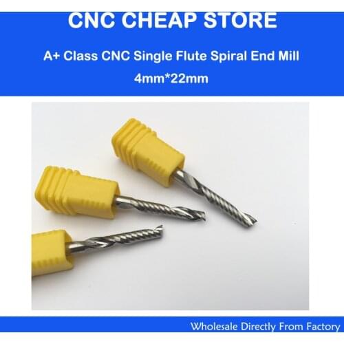 Free Shipping 4MM*22MM HQ Carbide CNC Router Bits one Flutes Spiral End Mills Singel Flutes Milling Cutter Spiral PVC Cutter